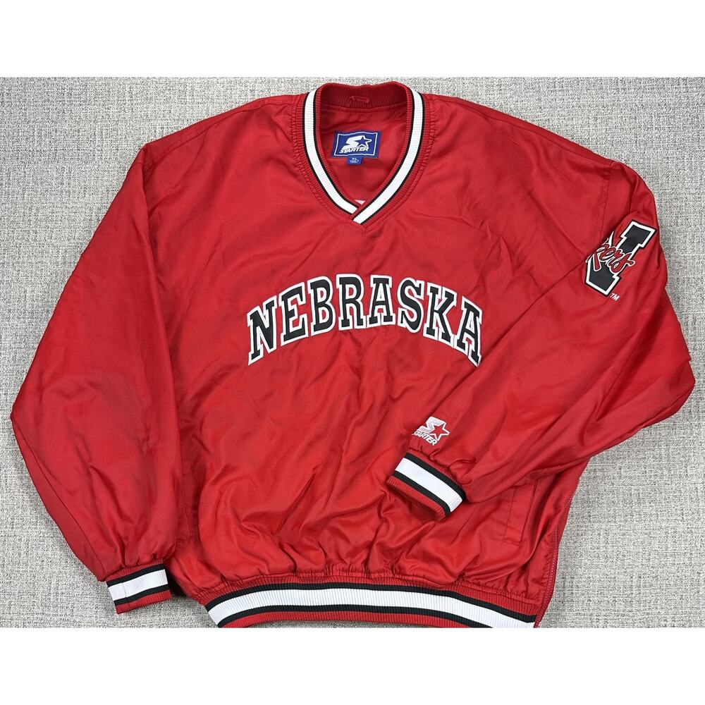 Vintage Nebraska Cornhuskers Jacket Mens XL Starter 90s Waterproof PU Coating